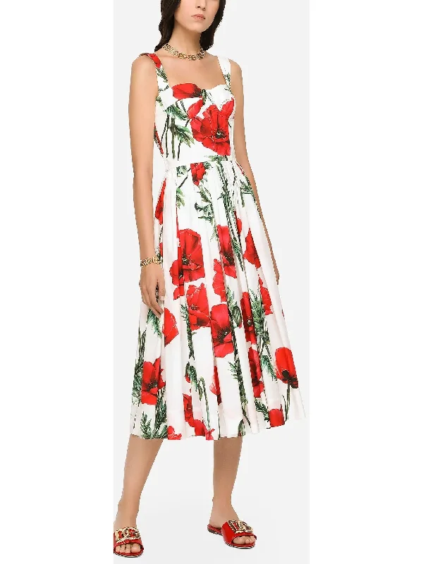 Poppy Print Poplin Bustier Sundress Comfortable floral dresses for everyday wear