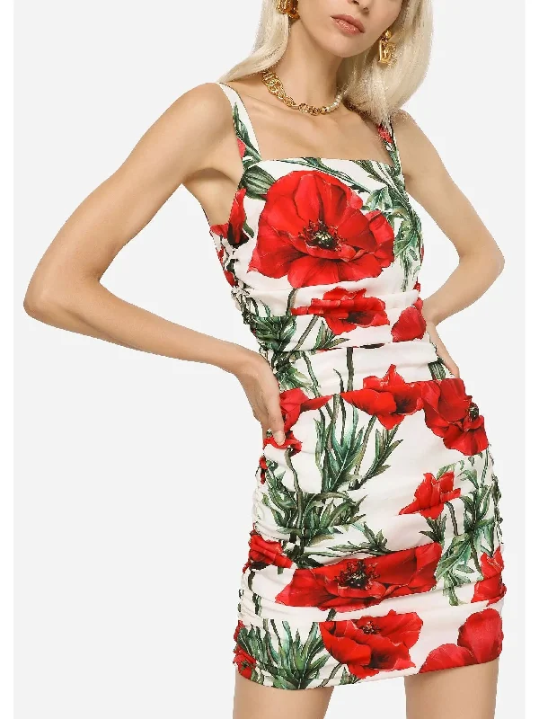 Poppy-Print Short Dress Versatile floral dresses for all occasions