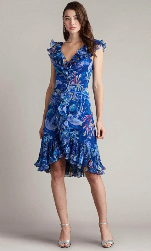 Tadashi Shoji CFM24399M - Knee Length Sea Print Casual Dress Cottagecore floral dresses