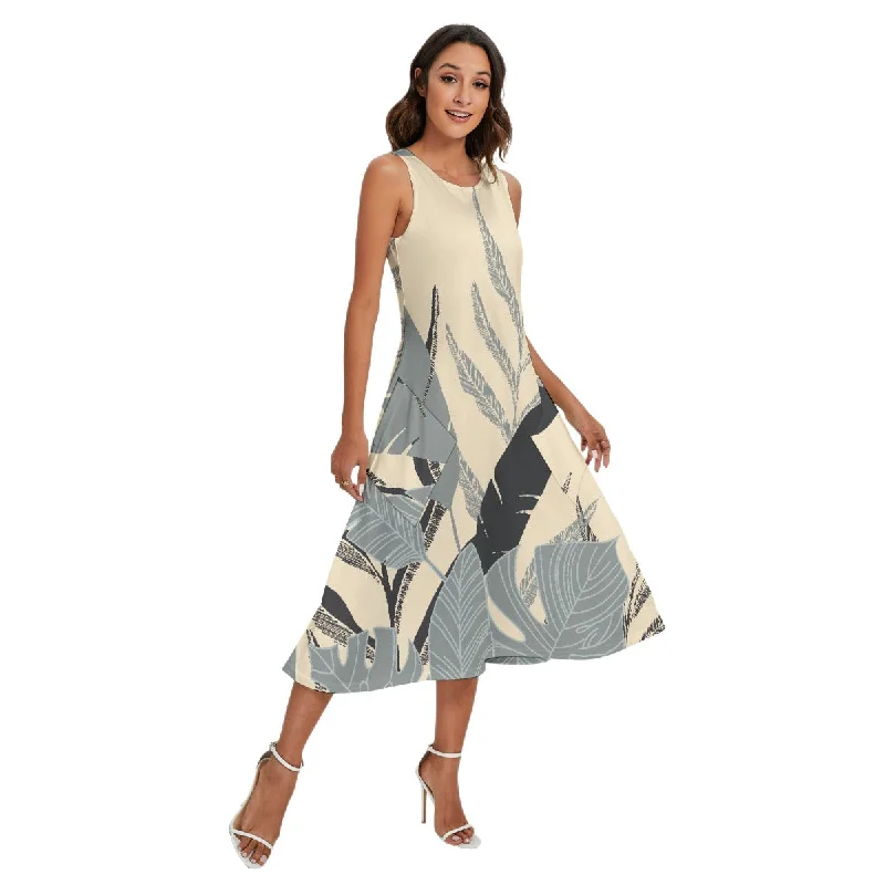 All-Over Print Women's Sleeveless Dress With Diagonal Pocket Elegant evening unclassified dresses