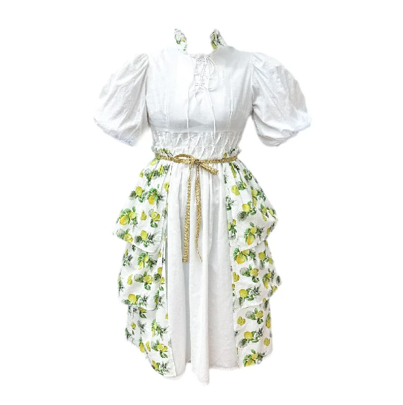 Amalfi Lemon Print Linen Mom Dress Office unclassified dresses