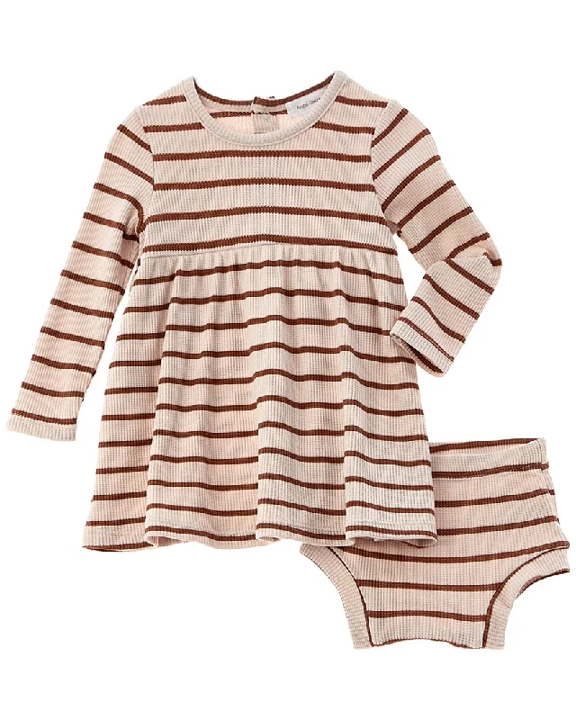 Angel Dear 2pc Thermal A-Line Dress & Diaper Set Earthy tone unclassified dresses