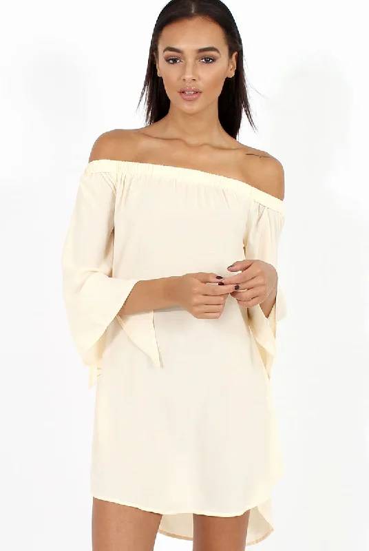 Apricot Bardot Split Sleeve Dress - Sharpay Y2K unclassified dresses