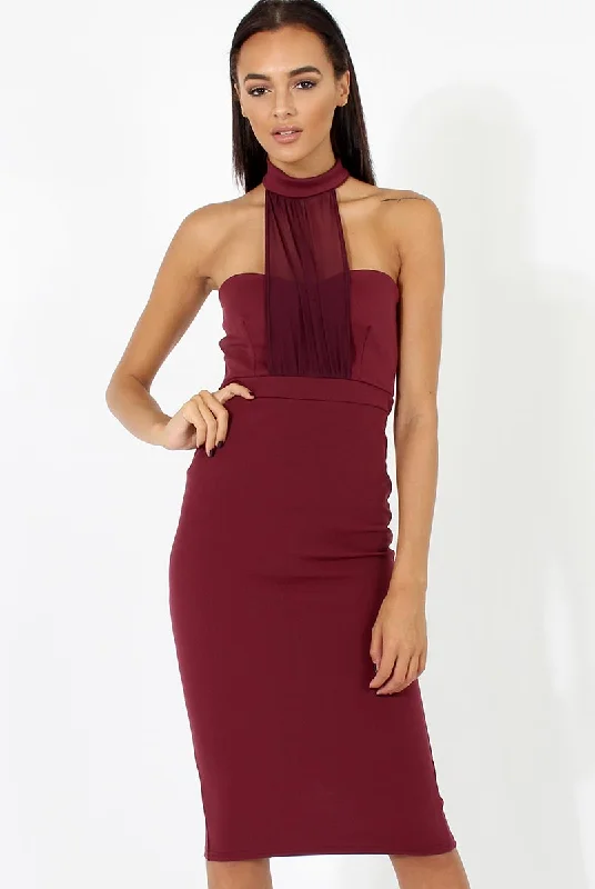 Aubergine Choker Bandeau Mesh Dress - Alva Luxury unclassified dresses