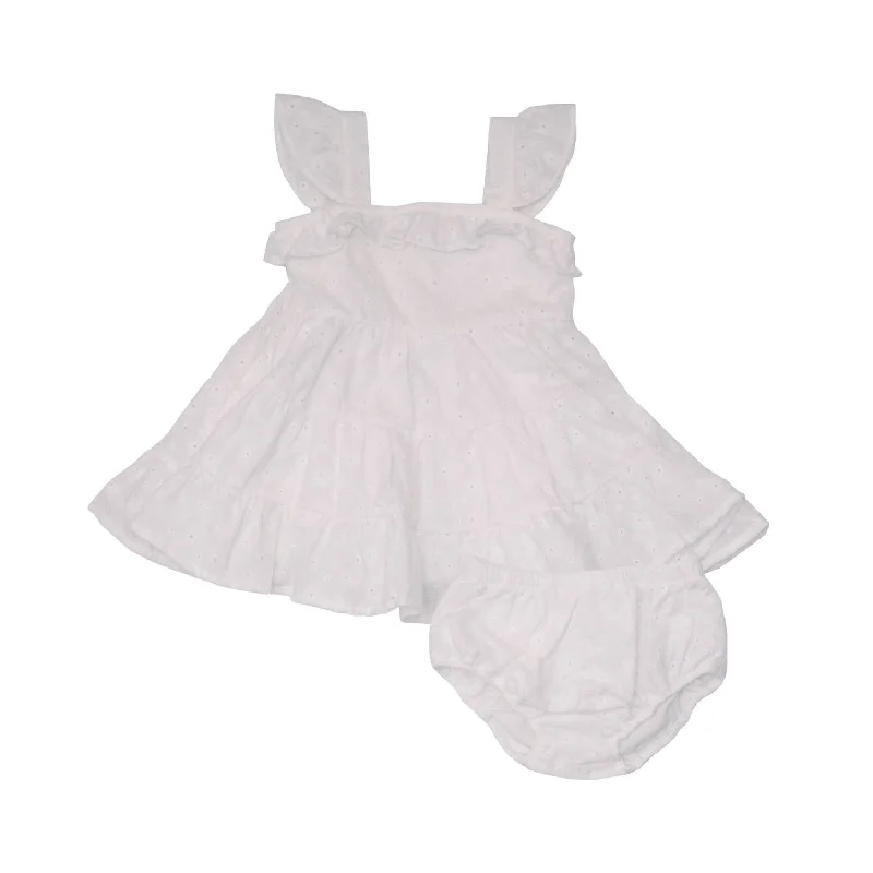 Baby Tiered Ruffle Sundress With Diaper Cover In White Eyelet Wedding guest unclassified dresses