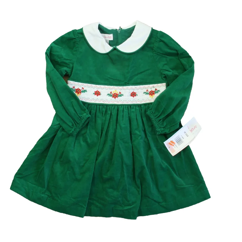 Bonnie Jean Girls Green | White Smocked Dress Long sleeve unclassified dresses