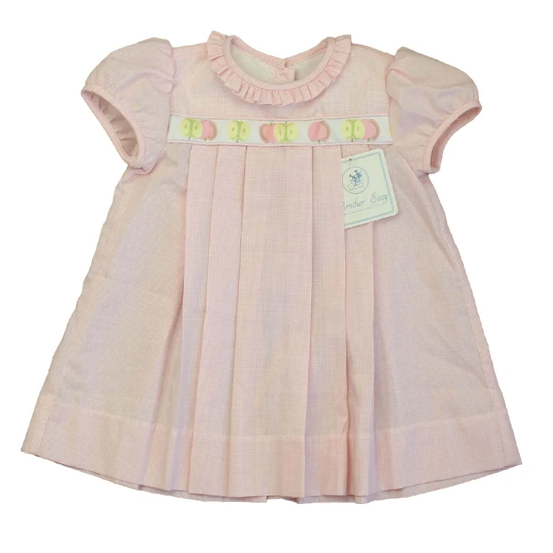 Brother & Sissy Girls Pink | White Apples Dress Discounted unclassified dresses