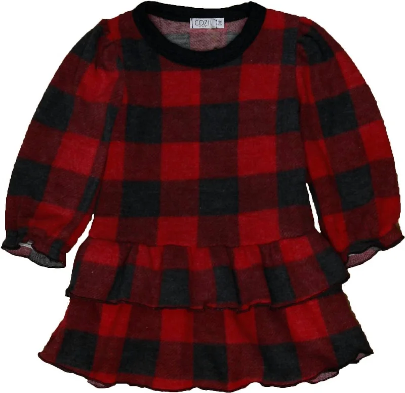 Buffalo Plaid Dress In Red High-end unclassified dresses