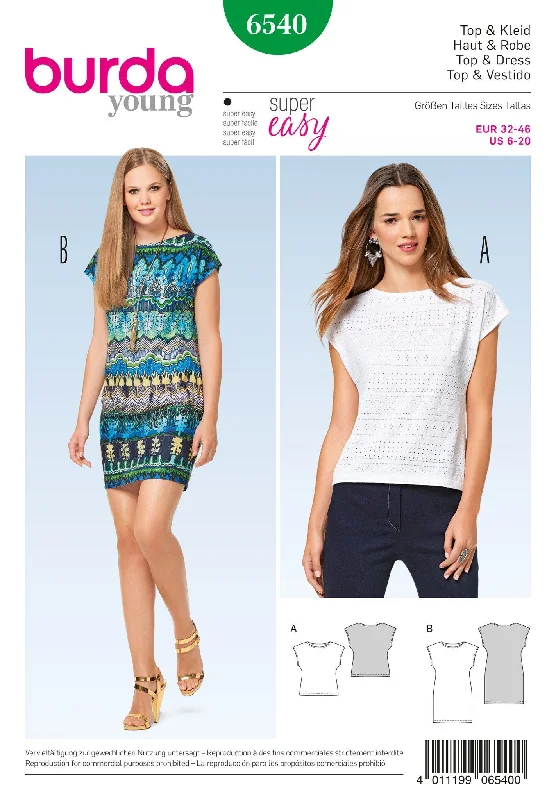 Burda Style Pattern BD6540 Misses' Top and Dress Stretchy unclassified dresses