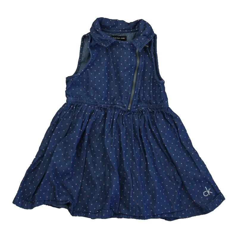 Calvin Klein Girls Blue | Purple Polka Dots Dress Neutral tone unclassified dresses