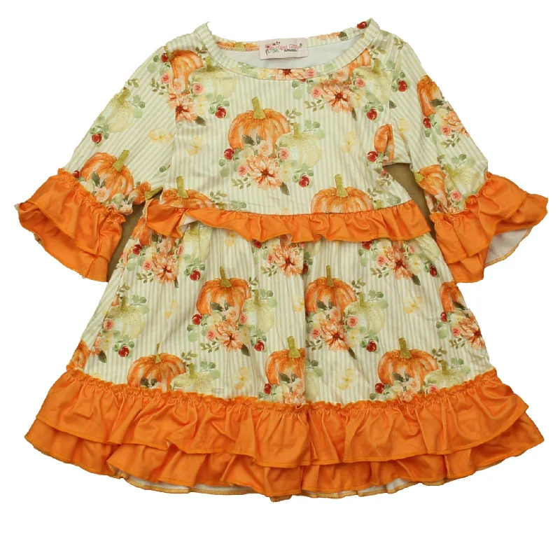 Clover Cottage Girls Orange Pumpkins Dress Best-selling unclassified dresses