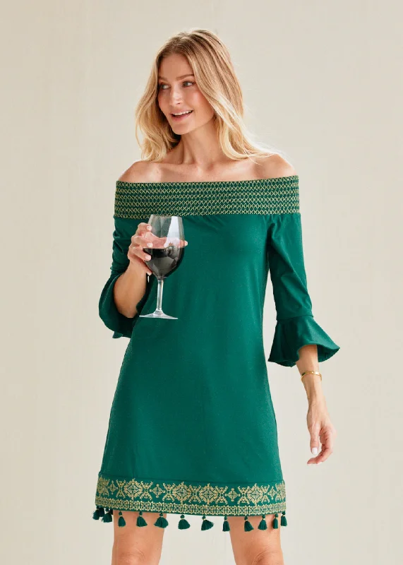 Emerald Metallic Embroidered Off The Shoulder Dress Petite unclassified dresses