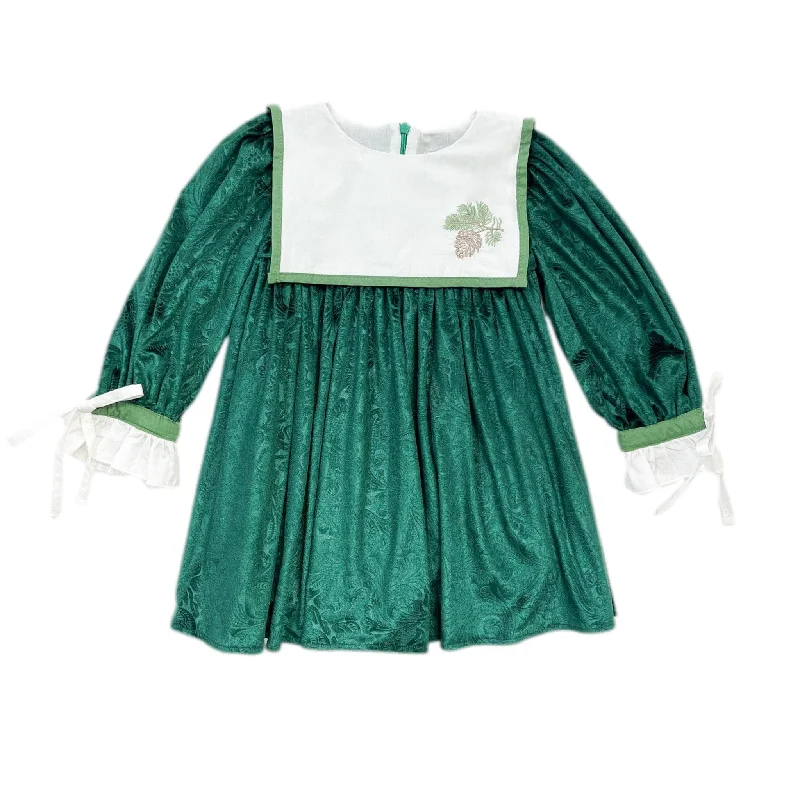 Everly Damask Velour Green Dress Festival unclassified dresses