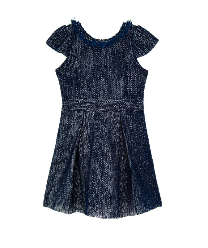 Girls Ashley Fringe Collar Dress In Navy Cotton unclassified dresses