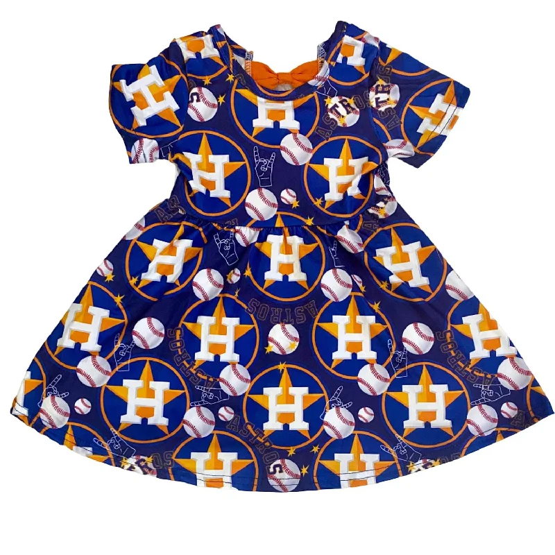 Girl's Astros Dress In Navy Wrap unclassified dresses