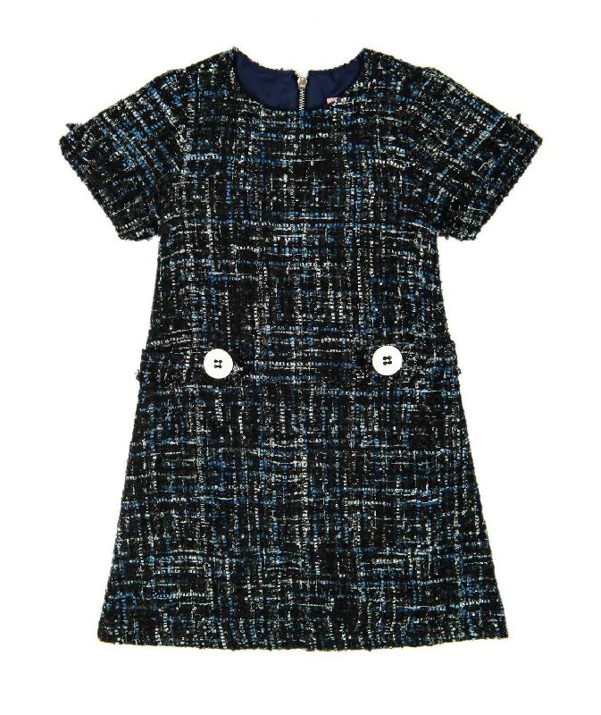 Girls Audrey Tweed Dress In Blue Trendy new unclassified dresses