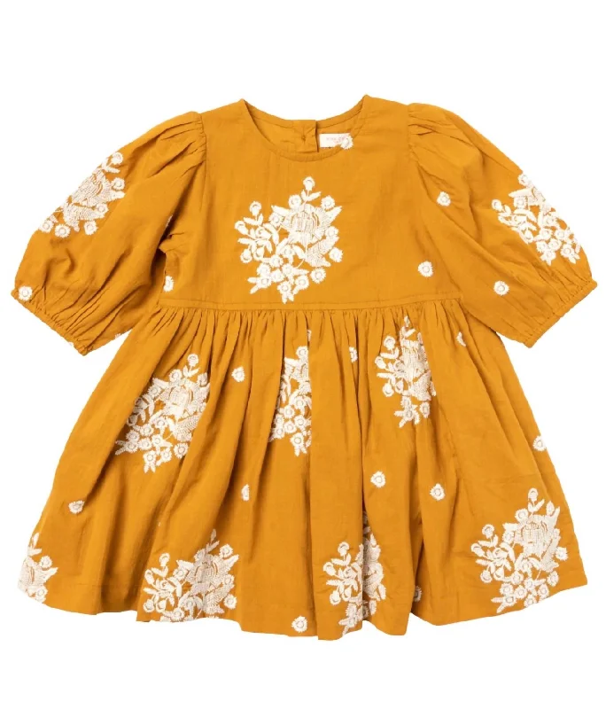 Girl's Brooke Dress In Inca Gold Embroidery Chic unclassified dresses