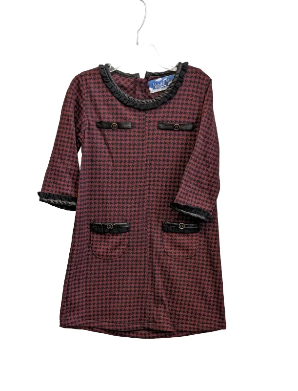 Girl's Houndstooth Dress In Red Date night unclassified dresses