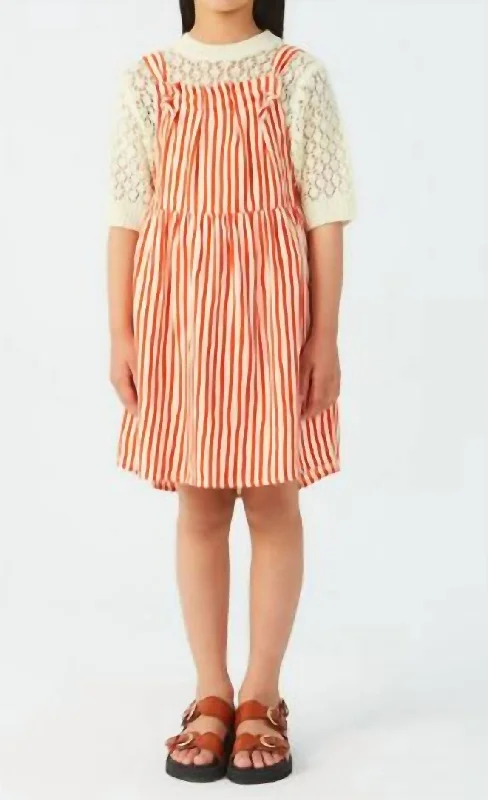 Girl's Jumper Sundress In Red & White Stripe Street style unclassified dresses