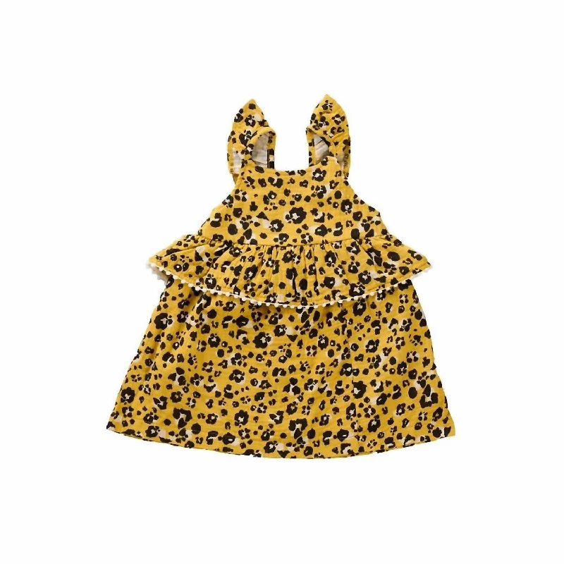 Girl's Leopard Dress In Yellow Cocktail unclassified dresses