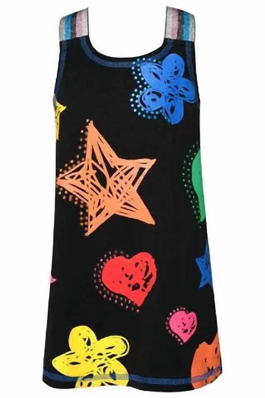 Girl's Multi Color Star Dress In Black High-end unclassified dresses