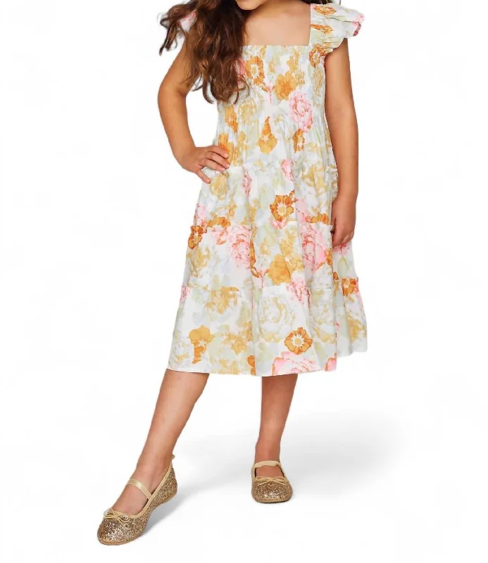 Girl's Nori Dress In Creamsicle Ruched unclassified dresses