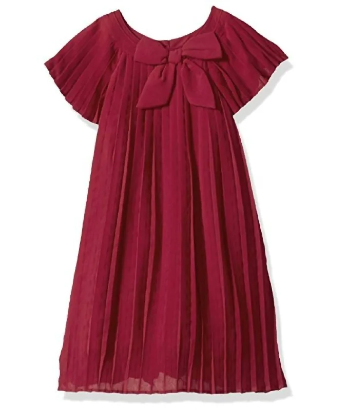 Girls Pleated Dress In Claret Plus size unclassified dresses