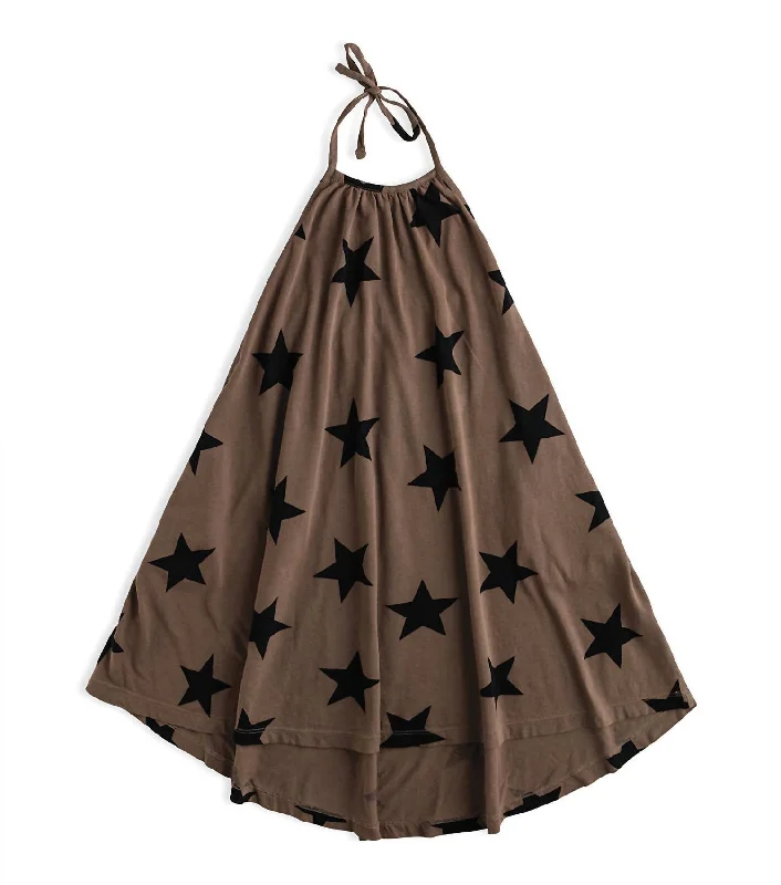 Girl's Star Collar Dress In Earth Brown Sexy unclassified dresses