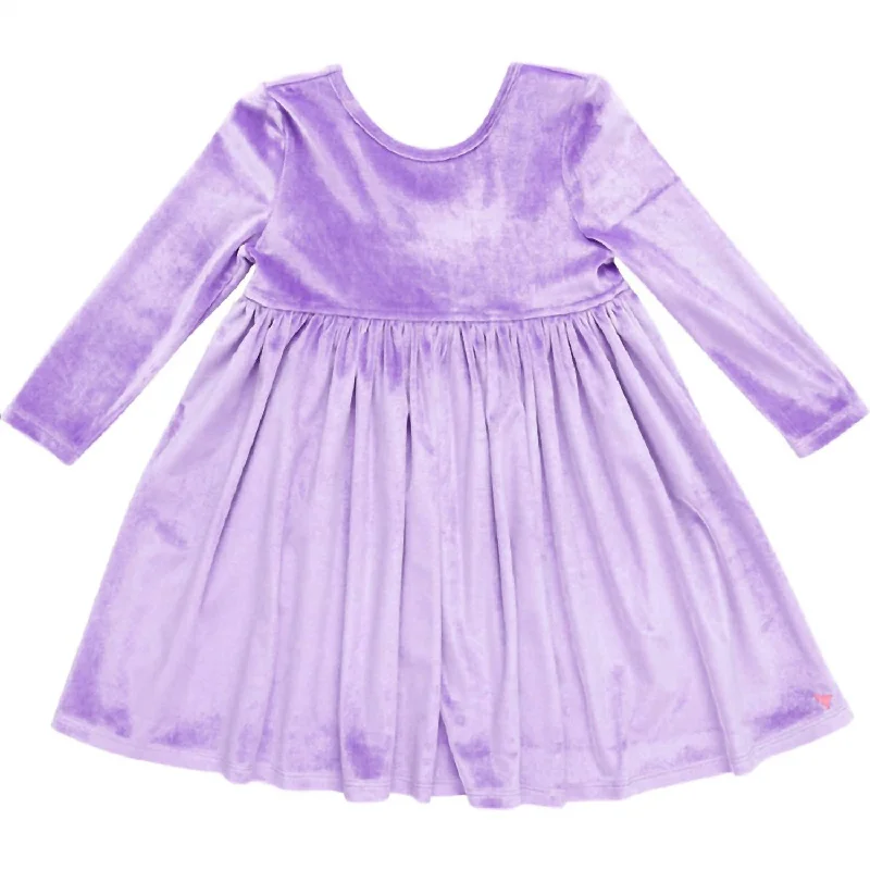 Girls Velour Steph Dress In Lavender Bold pattern unclassified dresses