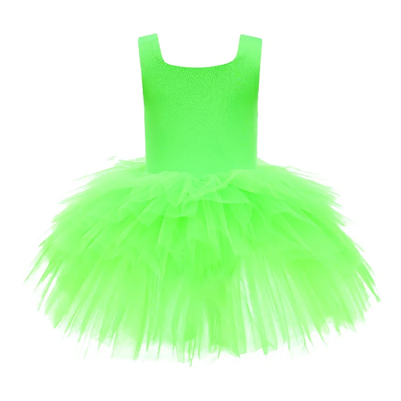 Green Neon Solid Tutu Dress Beaded unclassified dresses