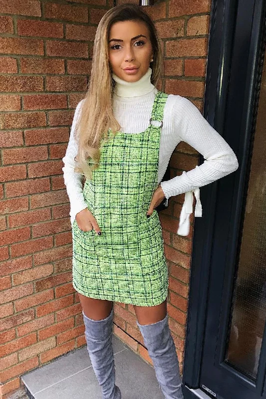 Green Tweed Ring Front Pinafore Dress - Lexie Corset unclassified dresses