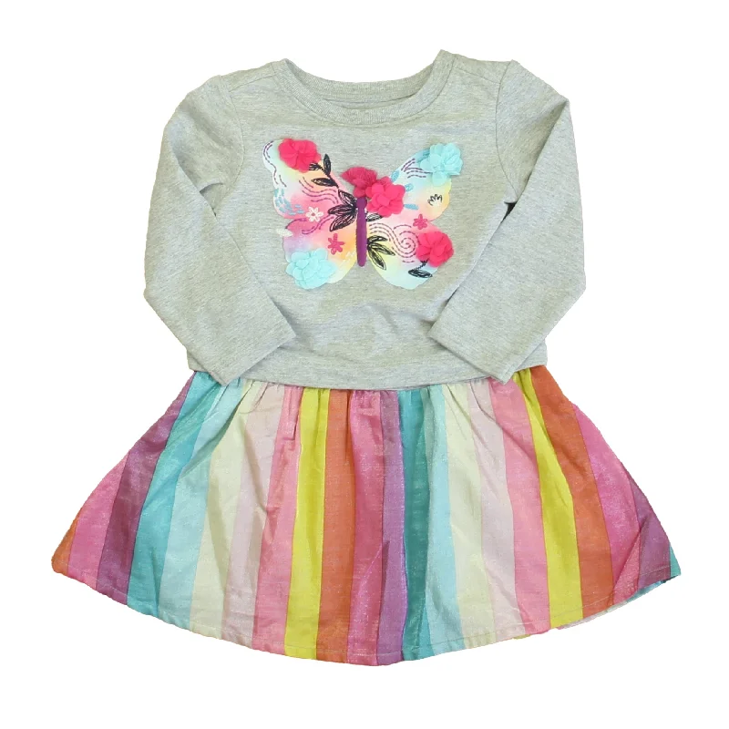 Hatley Girls Gray | Pink Butterfly Dress Halter unclassified dresses