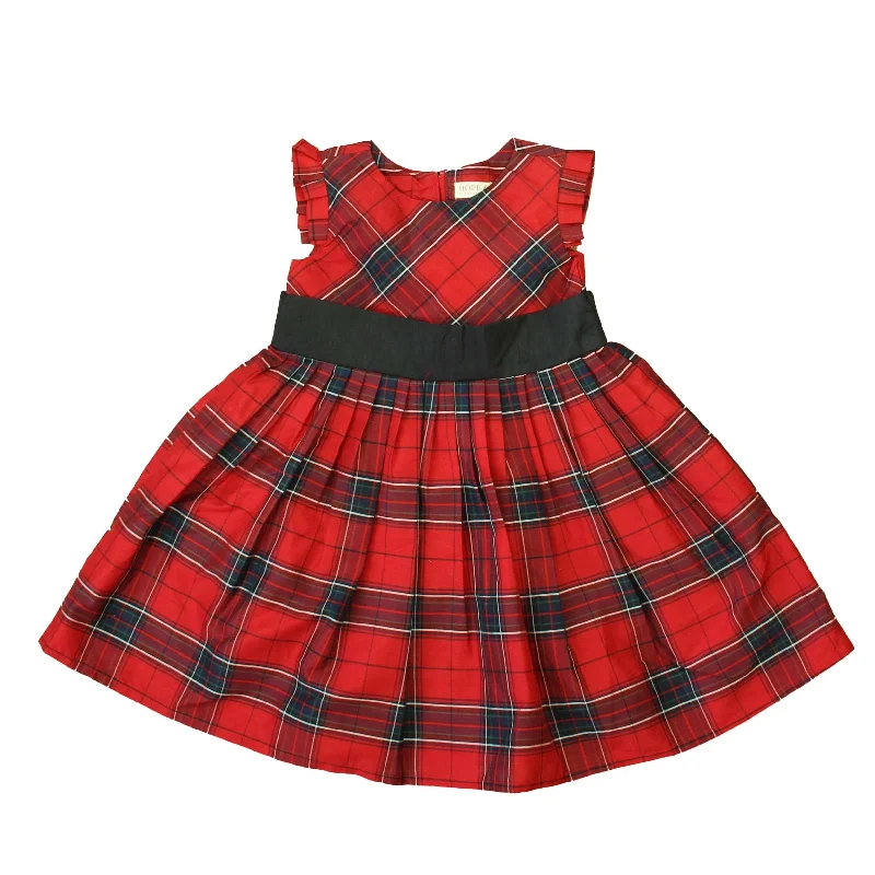 Hope & Henry Girls Red | Black Plaid Special Occasion Dress Floral unclassified dresses