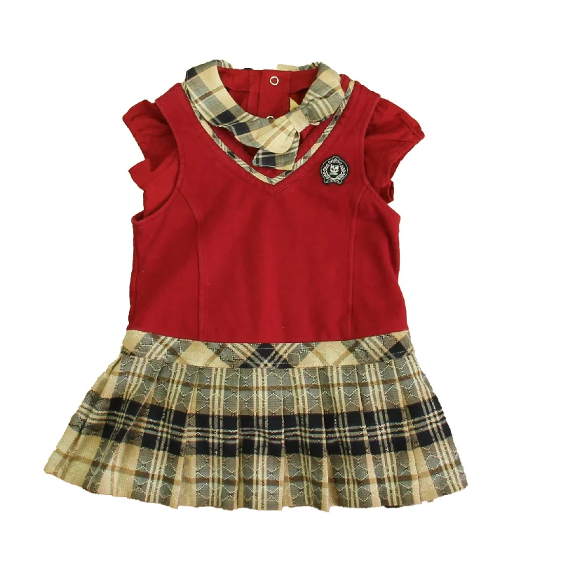 Kinloch Anderson Girls Red | Tan Plaid Jumper Velvet unclassified dresses