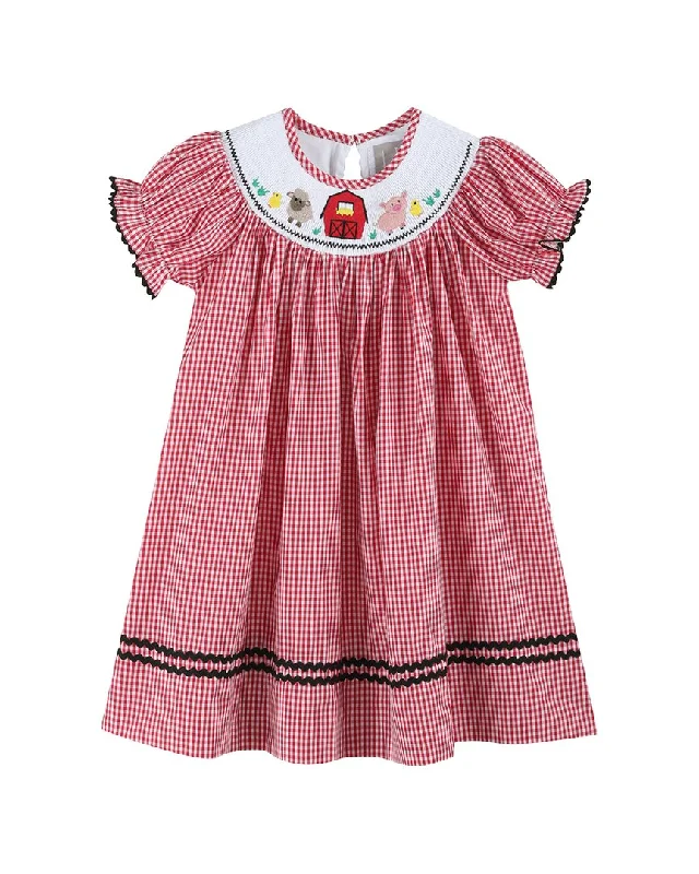 Lil Cactus Barn Animals Smocked Bishop Dress Tulle unclassified dresses