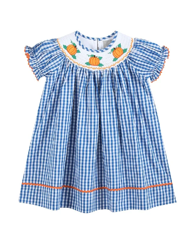 Lil Cactus Gingham Pumpkin Smocked Bishop Dress Polka dot unclassified dresses