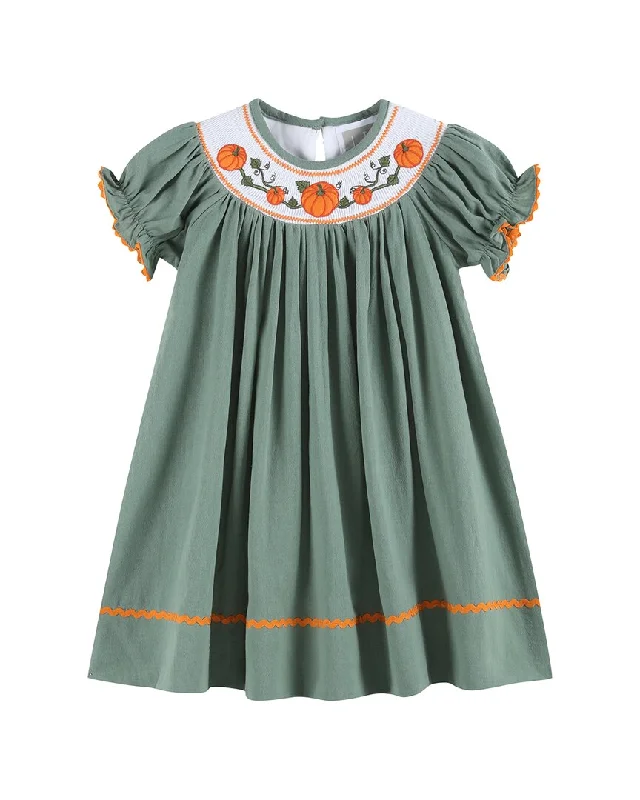 Lil Cactus Pumpkin Smocked Bishop Dress Stretchy unclassified dresses