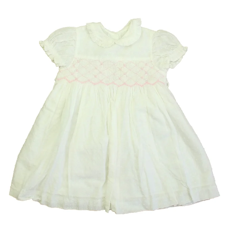 Mariella Ferrari Girls White | Pink Smocked Dress Bold pattern unclassified dresses