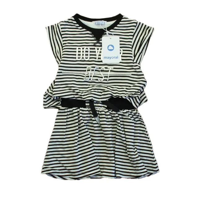 Mayoral Girls Black Stripe Dress Breathable unclassified dresses