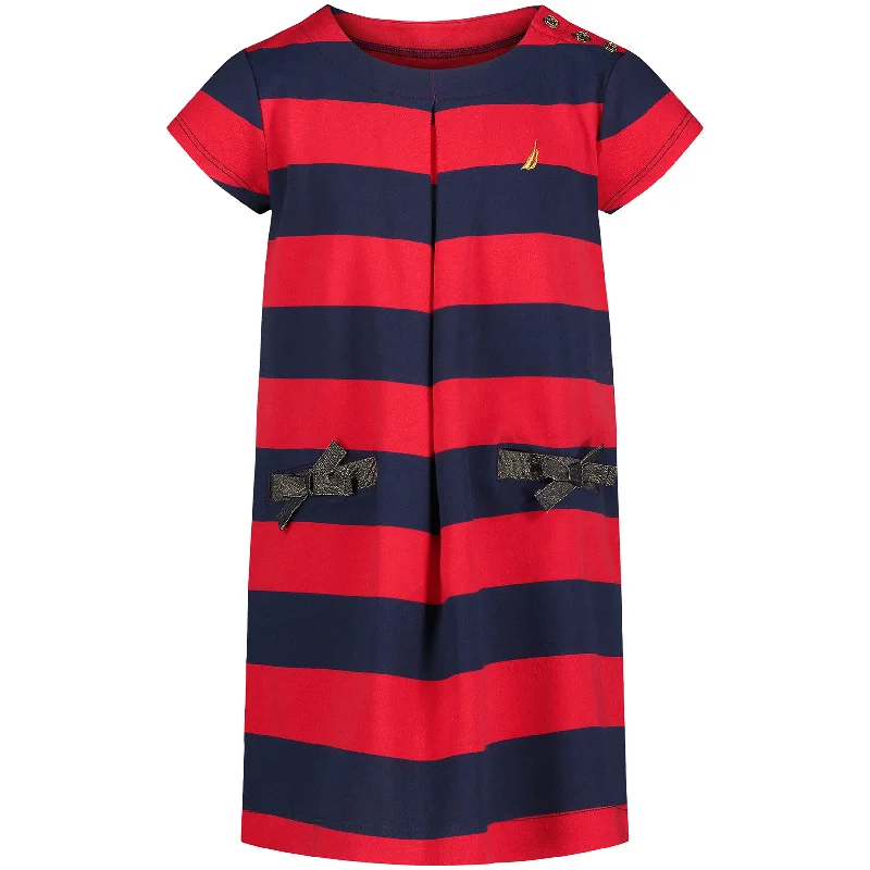 Nautica Toddler Girls Striped Pleat Dress (2T-4T) Travel unclassified dresses