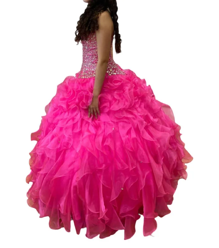 Off Shoulder Quinceañera Dress In Fuchsia Vintage unclassified dresses