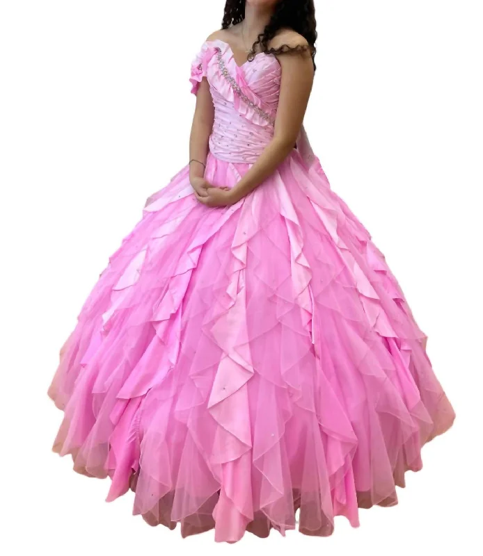 Off Shoulrder Quinceañera Dress In Hot Pink Sequin unclassified dresses