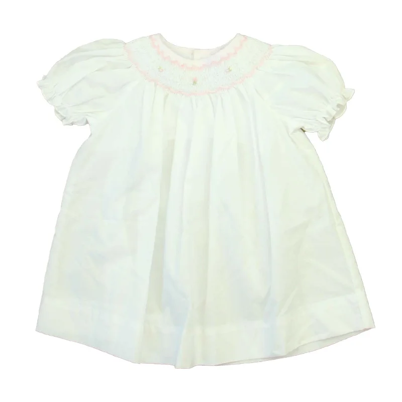 Petit Ami Girls White | Pink Smocked Dress Monochrome unclassified dresses