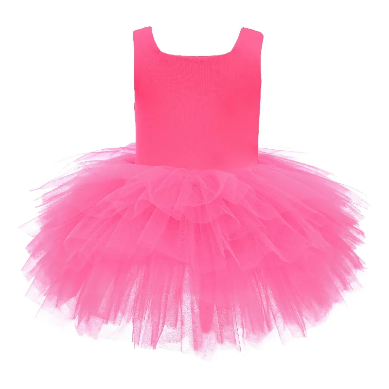 Pink Neon Solid Tutu Dress Women's unclassified dresses