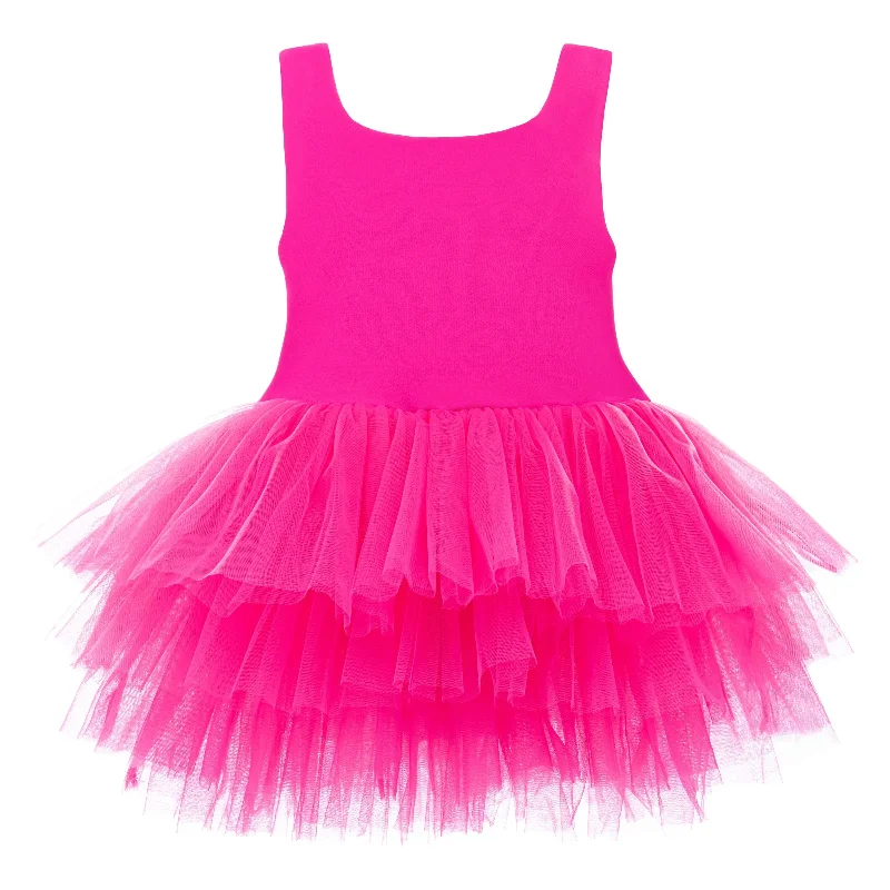 Pink Rouge Solid Tutu Dress Monochrome unclassified dresses