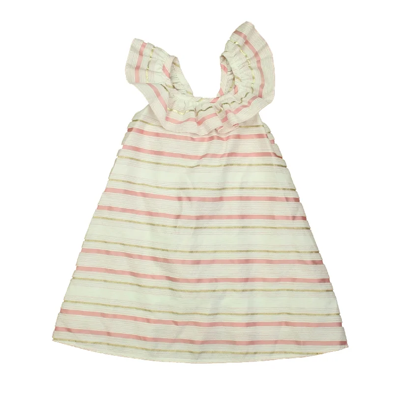 Pippa & Julie Girls White | Pink Stripe Dress Ruched unclassified dresses