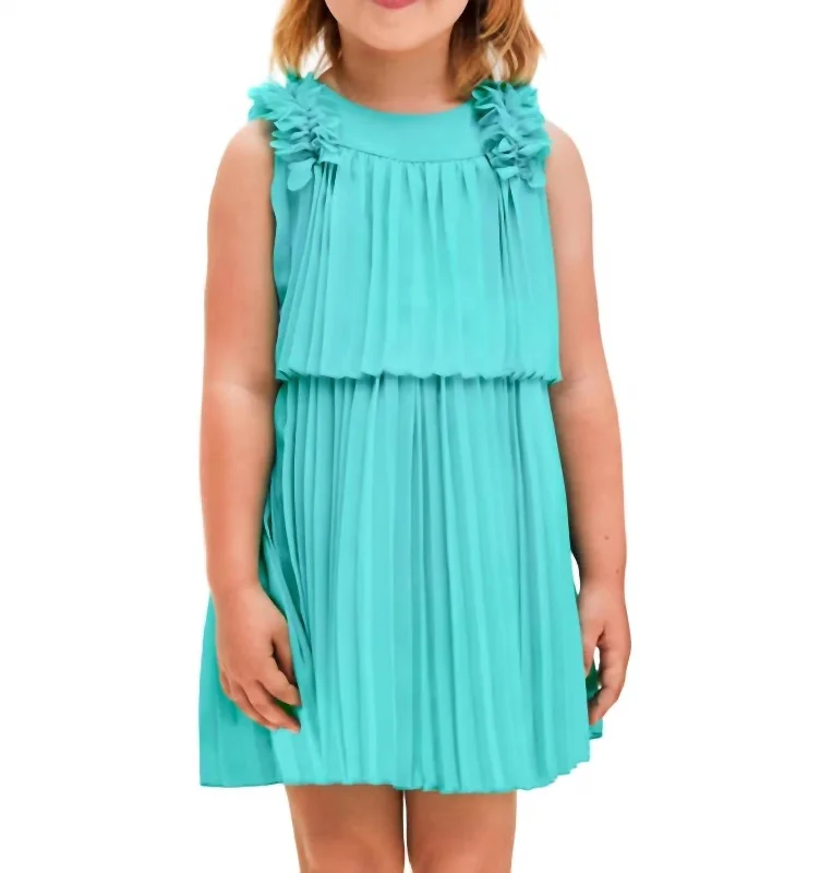 Pleated Dress In Jade Denim unclassified dresses