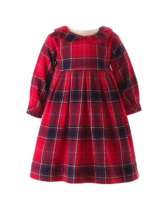 Rachel Riley Tartan Flannel Pleated Dress Neutral tone unclassified dresses