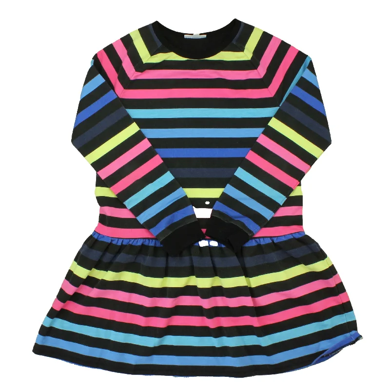 Rockets Of Awesome Girls Black | Multi | Stripes Dress Chiffon unclassified dresses