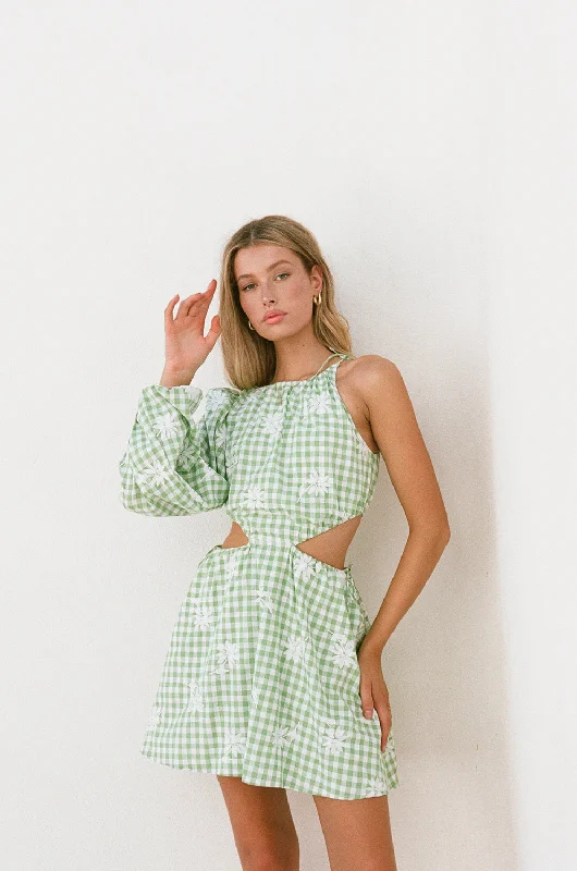 Ronnie One Shoulder Dress - Gingham High-end unclassified dresses